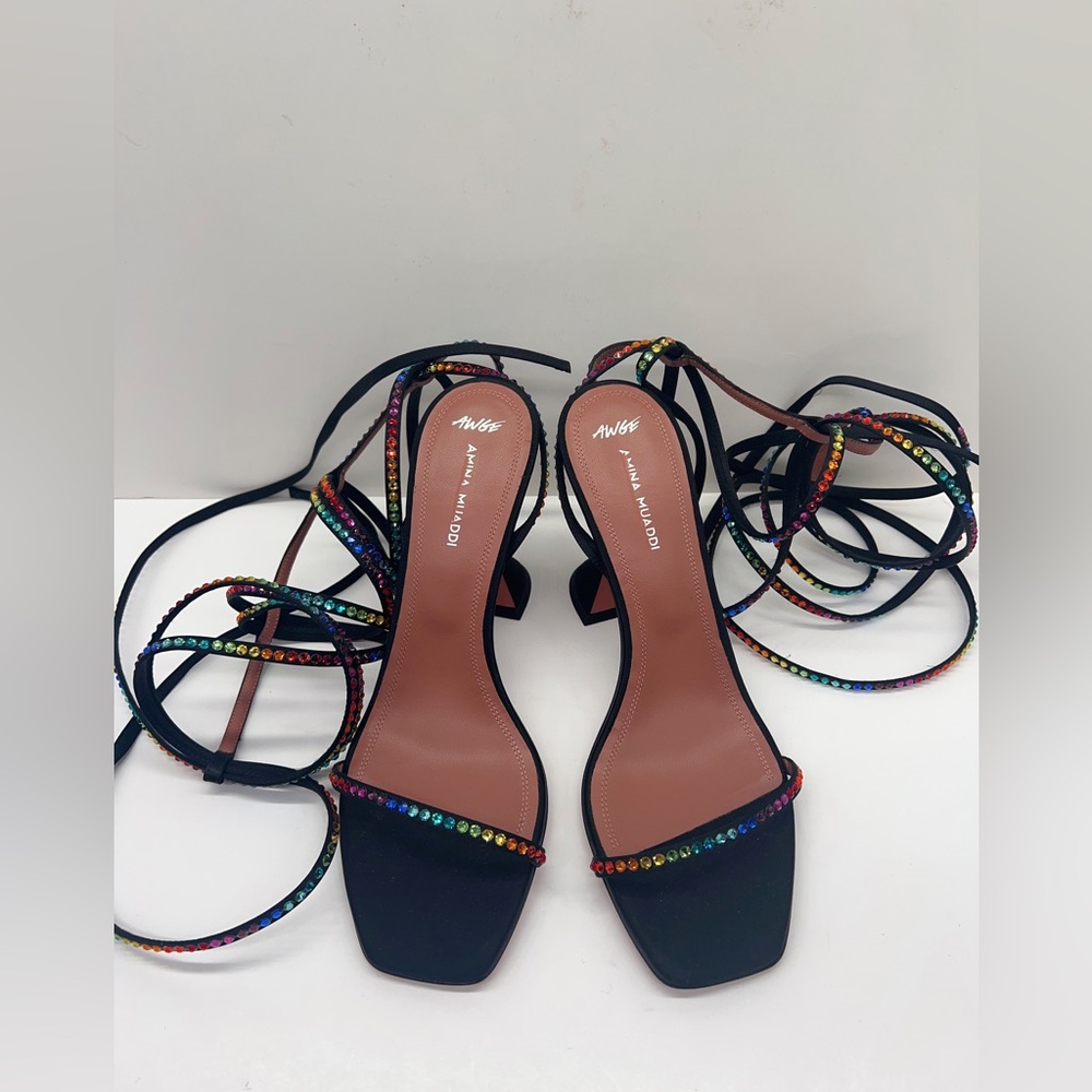 Amina Muaddi x AWGE thigh-high satin sandals - Picture 2 of 13